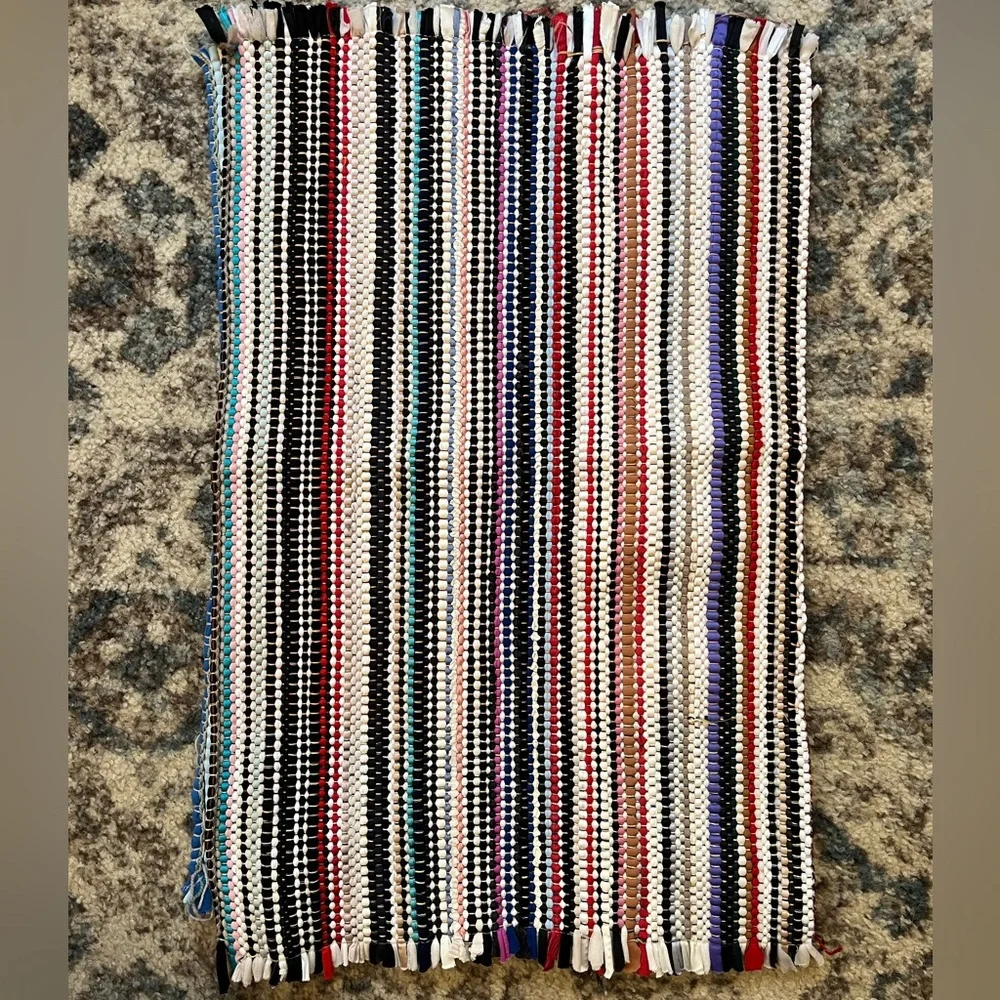 Rag Rugs - set of 6 - polyester upcycled boho rainbow rag rugs